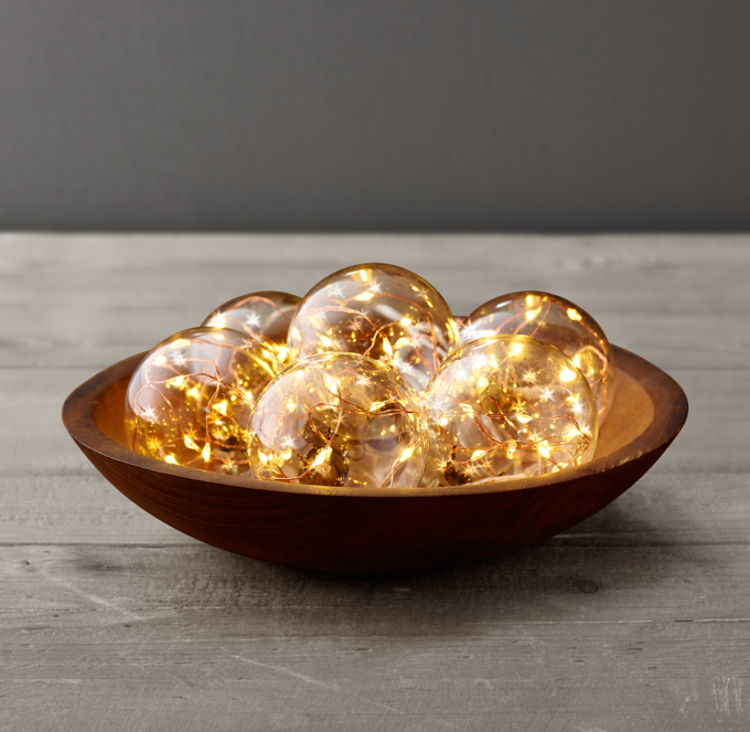 Starry Glass Globe String Lights - Amber Lights On Copper Wire